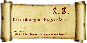Kleinberger Bagamér névjegykártya
